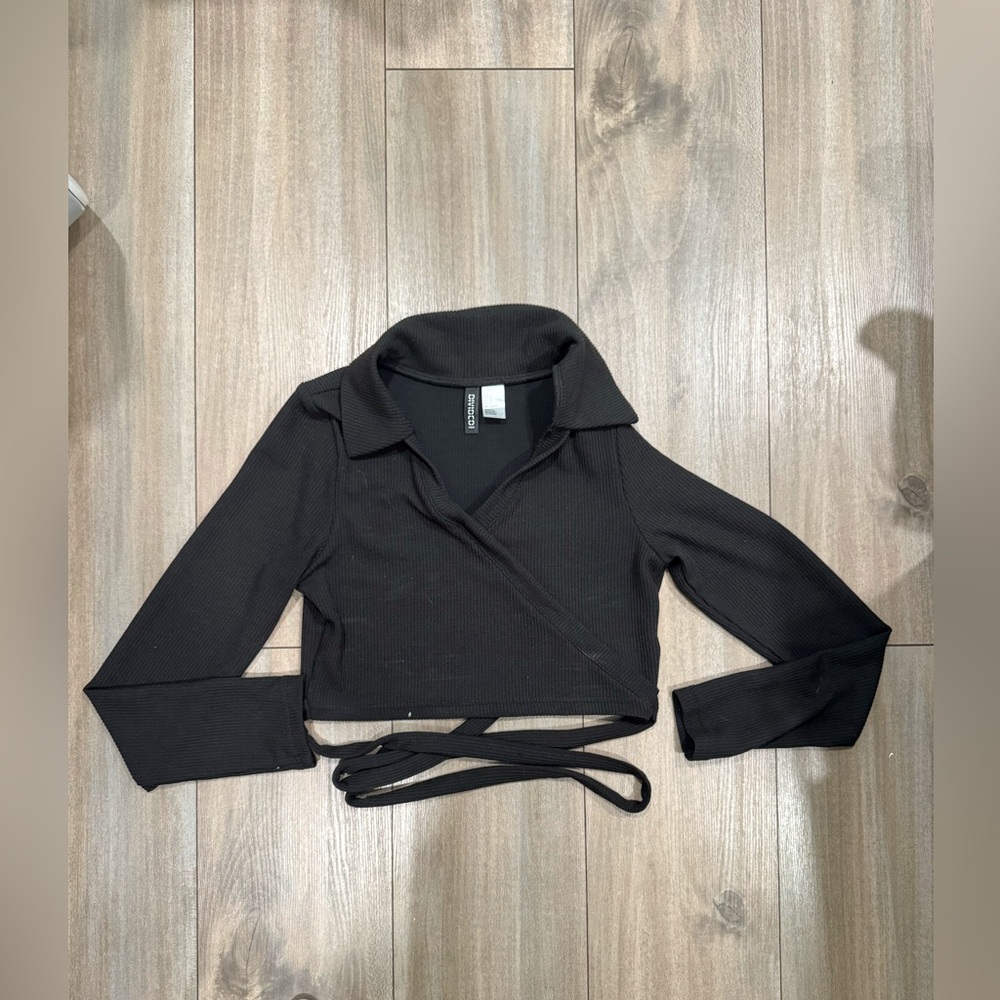 H&M Black Wrap Crop Top